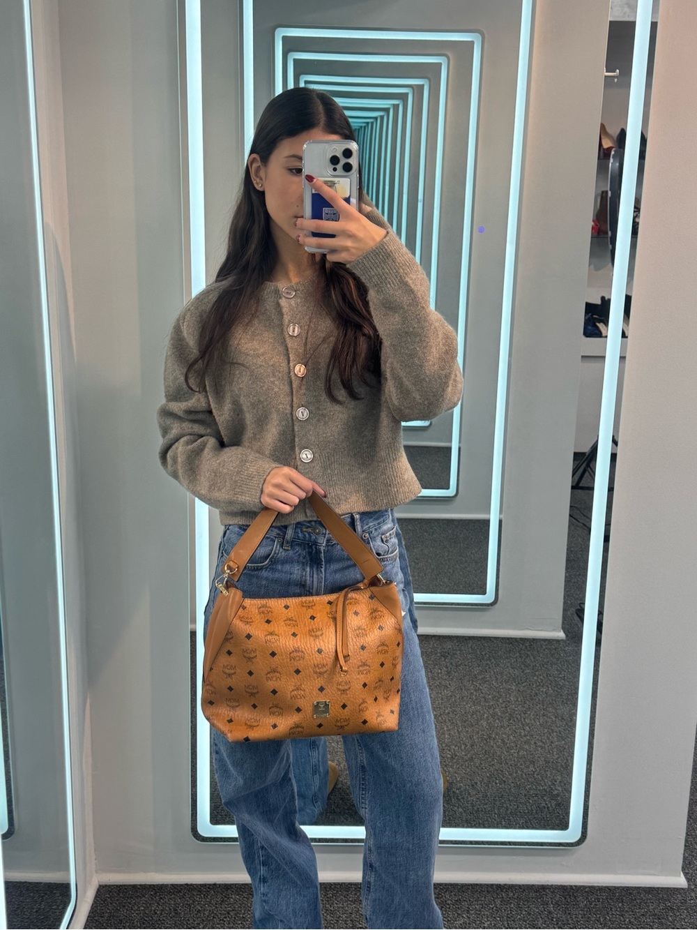 MCM Klara Visetos Medium Hobo